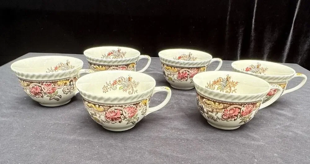 6 Johnson Bros. Devonshire Coffee Tea Cups Mugs Made in England -A83